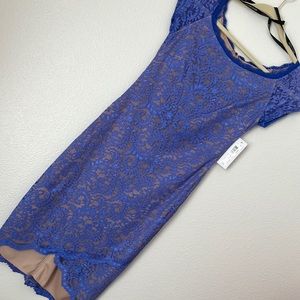Lace blue midi bodycon dress